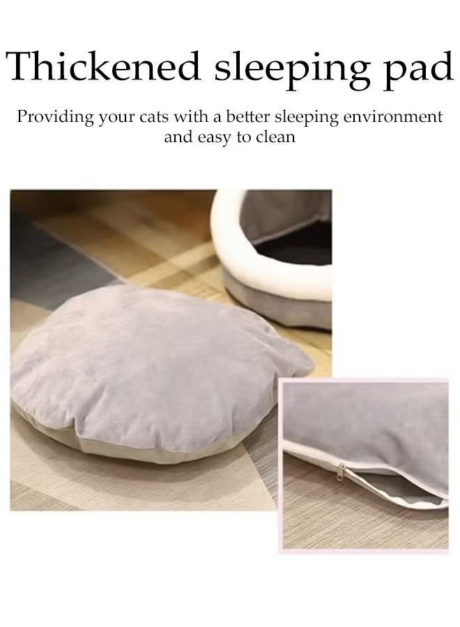 Cat Bed for Indoor with Mat and Non-slip Bottom,Cat House  with Hanging Ball, Semi-enclosed Cat House Nest for Indoor or Outdoor - Image 5